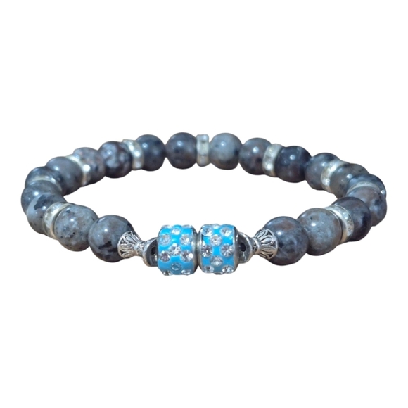 Handcrafted Flame Stone And Glass Bead Bracelet UV Reactive Stones - Picture 3 of 3